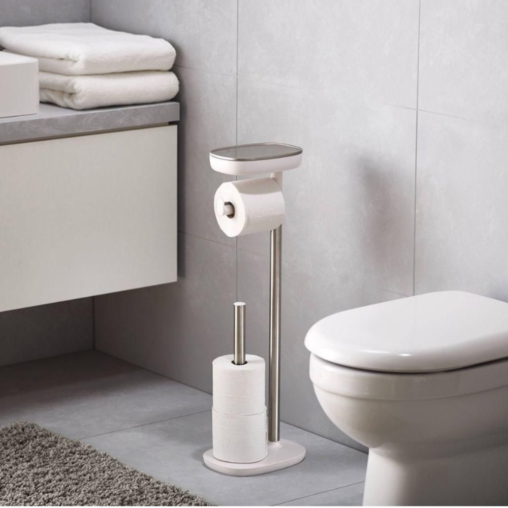 Joseph Joseph White EasyStore Toilet Paper Stand with Shelf